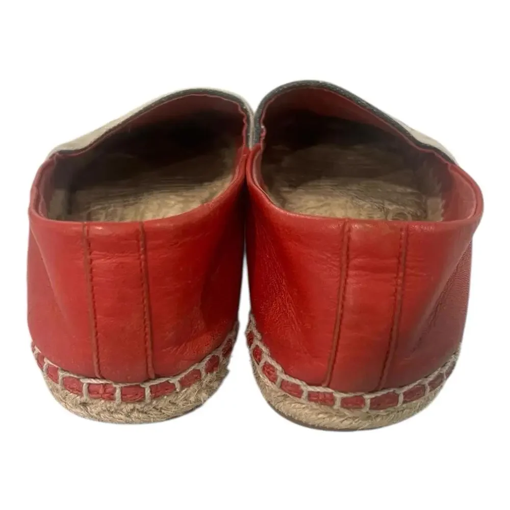 Tory Burch Ines Espadrille Women's Size 7.5 Fil Striped Coupe Red Blue